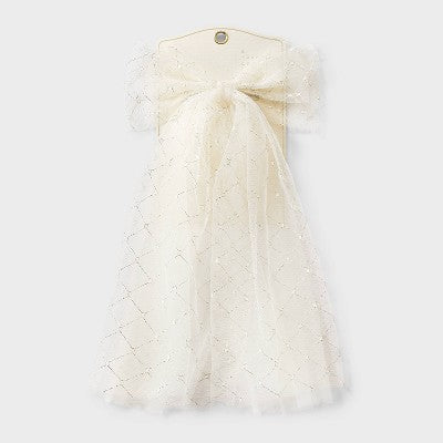 Tulle Diamond Grid Bow Barrette - A New Day Ivory