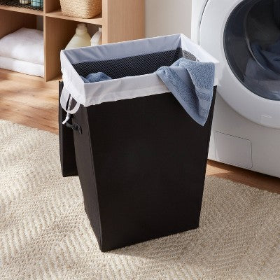 Laundry Hamper with Lift Liner and Lid Black - Brightroom (LOCAL PICKUP ONLY)