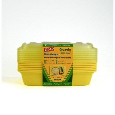 Glad Take-Aways Crayola Retired Colors 28oz/7pk Rectangle Food Storage Containers - Dandelion