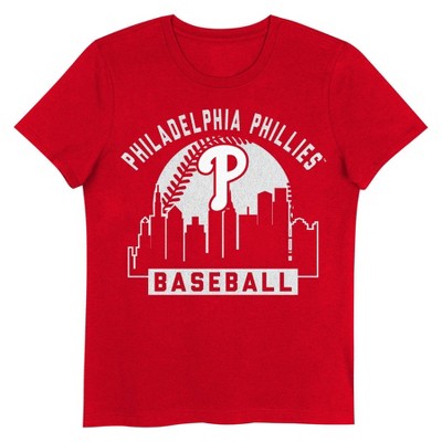 MLB Philadelphia Phillies Girls' Crew Neck T-Shirt - L: Sports Team Logo Knit Pullover