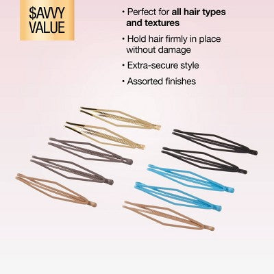 scunci No-Slip Grip Diamond Shaped Bobby Pins - Assorted Colors - 10pcs