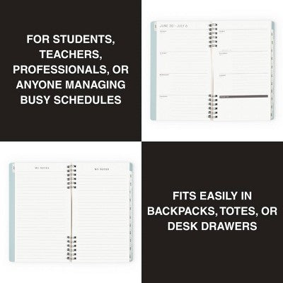 Altitude Supplies 5"x8" Weekly and Monthly Planner, July 2025 to June 2026, Seafoam Blue Arch