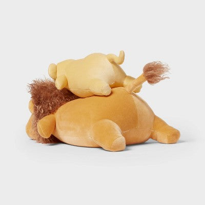 Lion and Baby Weighted Plush Kids' Throw Pillow Yellow - Pillowfort