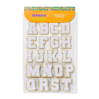 26ct White Adhesive Letter Patches - Mondo Llama