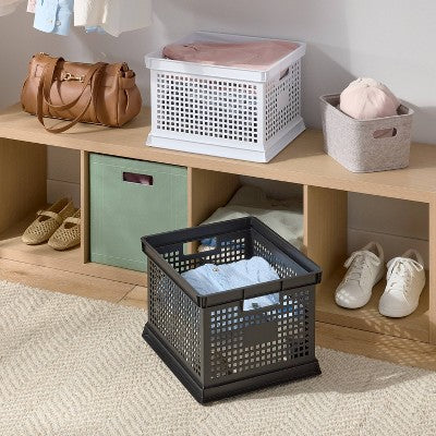 30.6qt Crate Utility Storage Bin Black - Brightroom