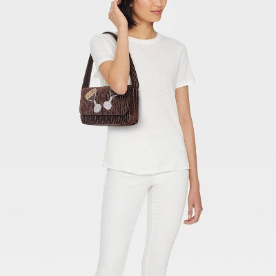 Embellished Espresso Martini Flap Shoulder Bag - A New Day Brown