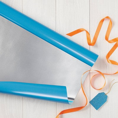 25 sq ft Reversible Christmas Gift Wrap Blue/Silver Foil - Wondershop (LOCAL PICKUP ONLY)