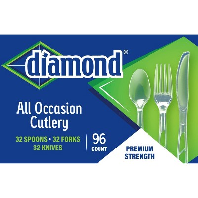 Diamond All Occasion Clear Disposable Forks Spoons and Knives - 96ct