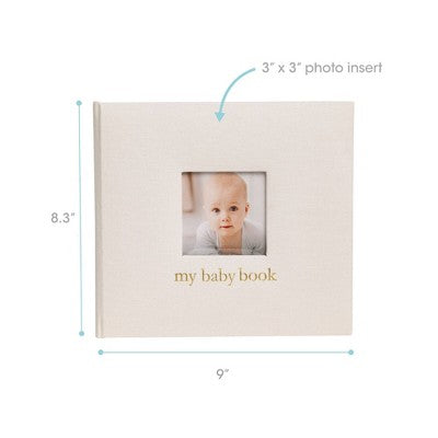 Pearhead Linen Babybook: Holds 80 Photos, 3 x 3 Inch Images, 64 Pages