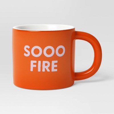 16oz Stoneware Sooo Fire Mug Orange - Room Essentials