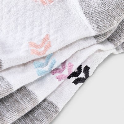 Women's 4pk Cushioned Diamond Accents No Show Athletic Socks - All In Motion White 4-10
