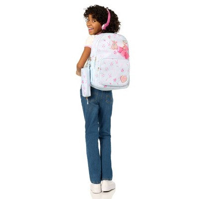 Locker Club Elevated Backpack Set with Pencil Case and Headphones - Blue Stripe Ribbons