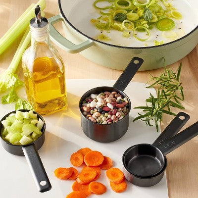 4pc Stainless Steel Measuring Cups Matte Black - Figmint: Dishwasher-Safe Kitchen Set, 1 Cup Capacity