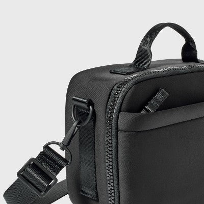 Faux Neoprene Lunch Tote - All In Motion?Black: Zippered Recycled Polyester Bag