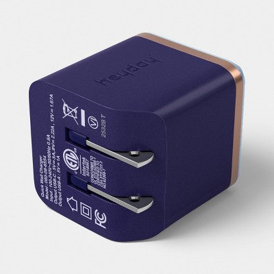 Wall Charger 2 Port USB-A + USB-C 25W - heyday Fluted Future Dusk Blue