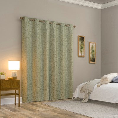 40"x84" Sun Zero Brinlee Leaf Silhouette 100% Blackout Grommet Curtain Panel Sage Green: Modern Floral, Energy Efficient