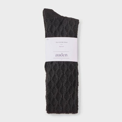 Women's Diamond Textured Super Soft Knee High Boot Socks - Auden Black 4-10
