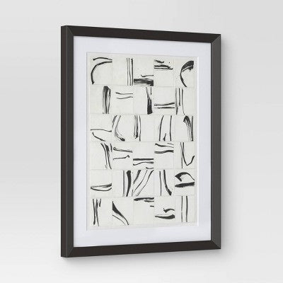 (Set of 2) 16"x20" Patterned Lines Abstract Framed Arts Black - Threshold (LOCAL PICKUP ONLY)