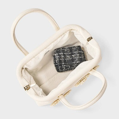 Flower Frame Satchel Handbag - A New Day White