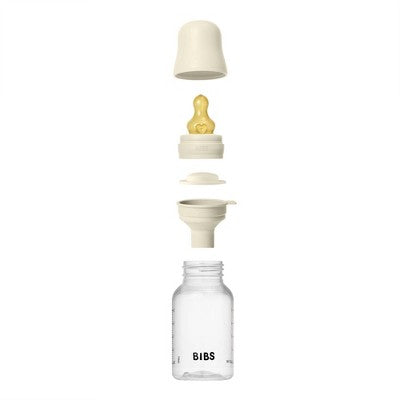 Bibs Grow and Flow Plastic Baby Bottle Set with Latex Nipple - Ivory - 2pk: BPA-Free, Rubber Latex Nipple