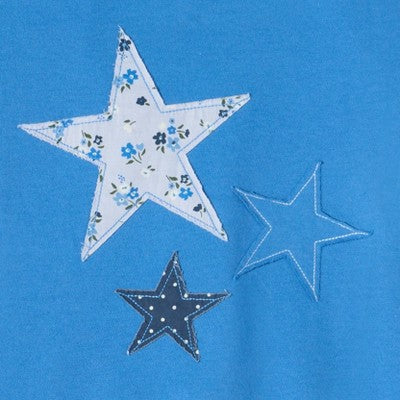 Girls' Off the Shoulder Star Patches T-Shirt - Cat & Jack Blue L