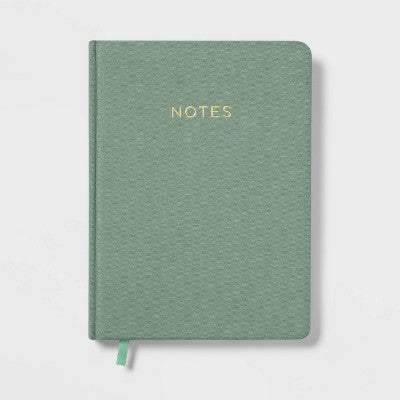 240 Sheet College Ruled Journal 7.75"x5.5" Green Linen - Threshold: Dark Green Hard Cover, Acid-Free, Rounded Corners