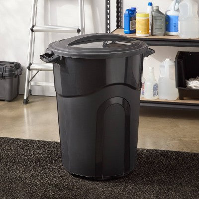32gal Round Outdoor Waste Can Black - Brightroom (LOCAL PICKUP ONLY)
