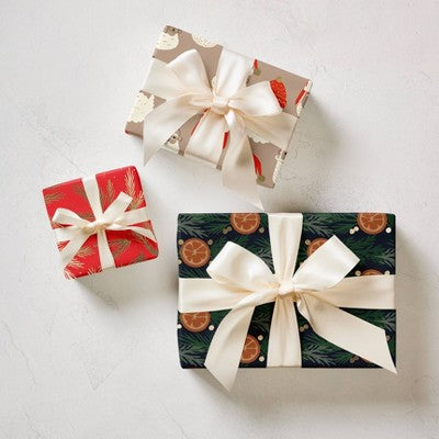 Minted Foil Gilded Branches Luxury Gift Wrapping Paper Red/Gold (LOCAL PICKUP ONLY)