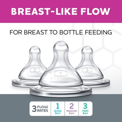 Chicco 2pk Duo Bottle Nipples Stage 1 Slow Flow - 0+ Months