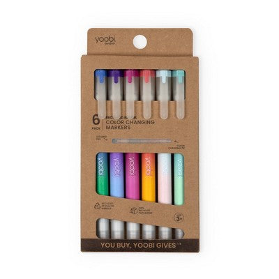 Yoobi Evolve Color Changing Markers 6pk - Soft Aura, Recycled Plastic Barrels