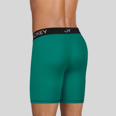 Jockey Generation Men's Microfiber Stretch Long Leg Boxer Briefs 3pk - Black/Mint Green/Steel Blue L: Tagless, Lightweight