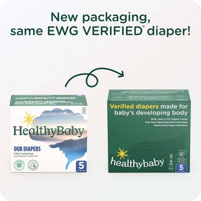 HealthyBaby Certified Safe Organic Cotton Enhanced Diapers - Size 5 - 44ct