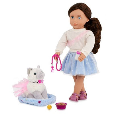 Our Generation Mindy & Pepper 18'' Doll & Pet Kitten Set