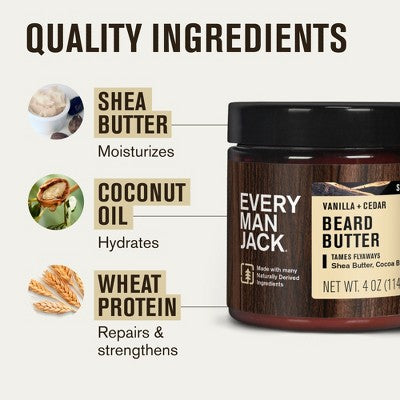 Every Man Jack Beard Butter - Vanilla + Cedar - 4oz