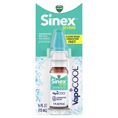 Sinex Vicks Severe VapoCOOL Ultra Fine Mist Nasal Spray - Oxymetazoline Hydrochloride - 0.5 fl oz