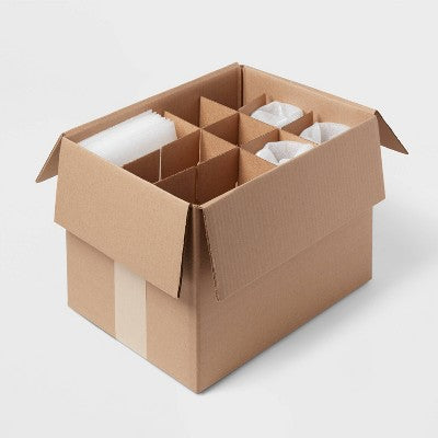 Glass Kit - up&up: Moving Supplies, Glass Packing Kit, Mailing Boxes, Chipboard, Flap Closure, Brown, 12" Width