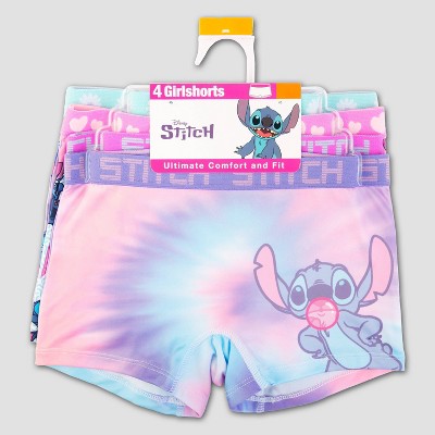 Girls' Stitch 4pk Shorts Underwear - 4: Disney Polyester Spandex Knit Boy Shorts