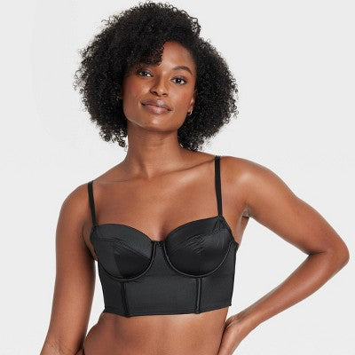 Women's Satin Lightly Lined Lingerie Corset - Auden Black M