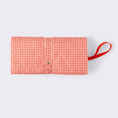 39.5"x39.5" Outdoor Blanket Red Check - Cloud Island