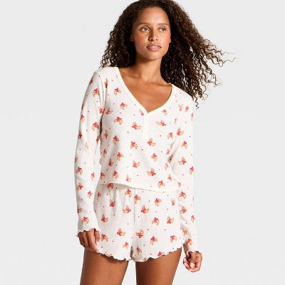 Women's Waffle Pajama Set - Wild Fable Cream Croissant M