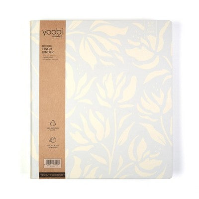 Yoobi Evolve 1" Ring Binder Light Blue Graphic Floral