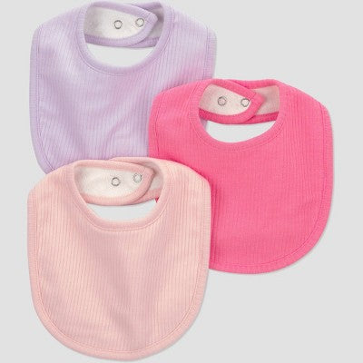 Carter's Just One You Baby Girls' 3pk Bibs - Pink/Purple