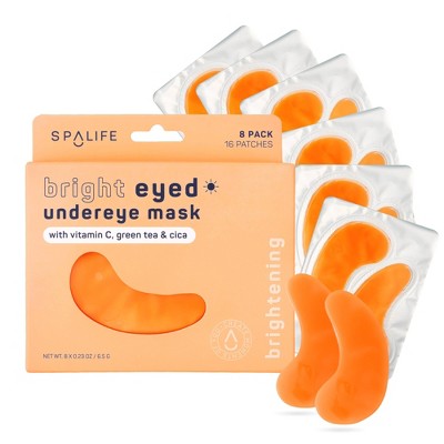 SpaLife Bright Eyed Brightening Undereye Mask - 8ct: Contains Vitamin C, Orange Scent, For Normal Skin