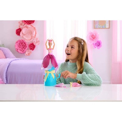 Barbie Petal Pop Scented Fashion Doll with Pink Tulip Dress, Reveal Accessories like Bunny & More