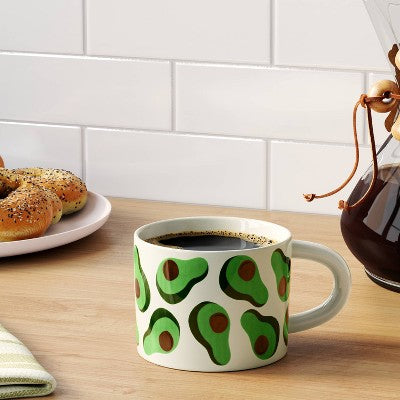16oz Stoneware Avocado Mug White - Room Essentials: Coffee Mugs, Microwave & Dishwasher Safe, Hot/Cold Drinkware