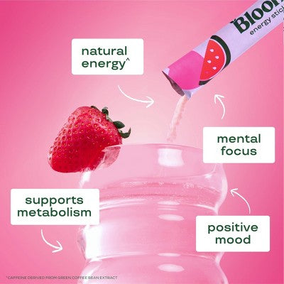 BLOOM NUTRITION Natural Energy Stick Packs - Strawberry Watermelon - 10pk
