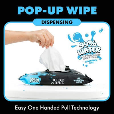 DUDE Wipes LiL' DUDE 99% Water Flushable Wipes for Kids, Unscented, Extra Large for Potty Training - 126ct