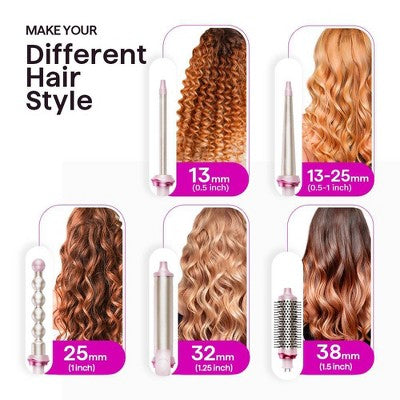Wavytalk Heatwave Pro 5-in-1 Curling Wand Set, Includes Thermal Brush and 4 Interchangeable Ceramic Barrel for Multiple Styles, Model 350S