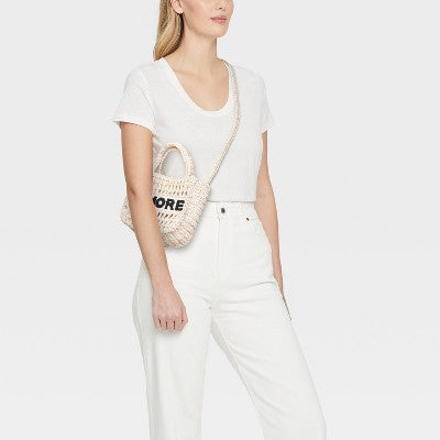 Top Handle Crochet Tote Handbag - Universal Thread Off-White