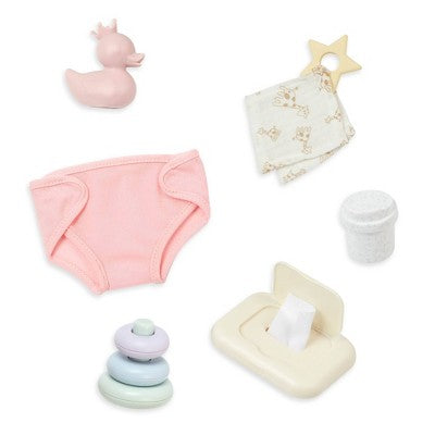LullaBaby Baby Doll Newborn Essentials Accessory Set Diaper and Play Toys